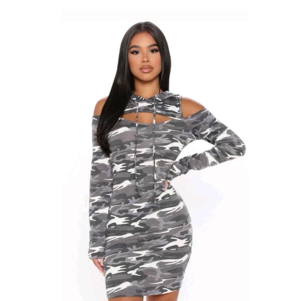 Fashion Nova Military Rebel Camo Mini Dress Size s
